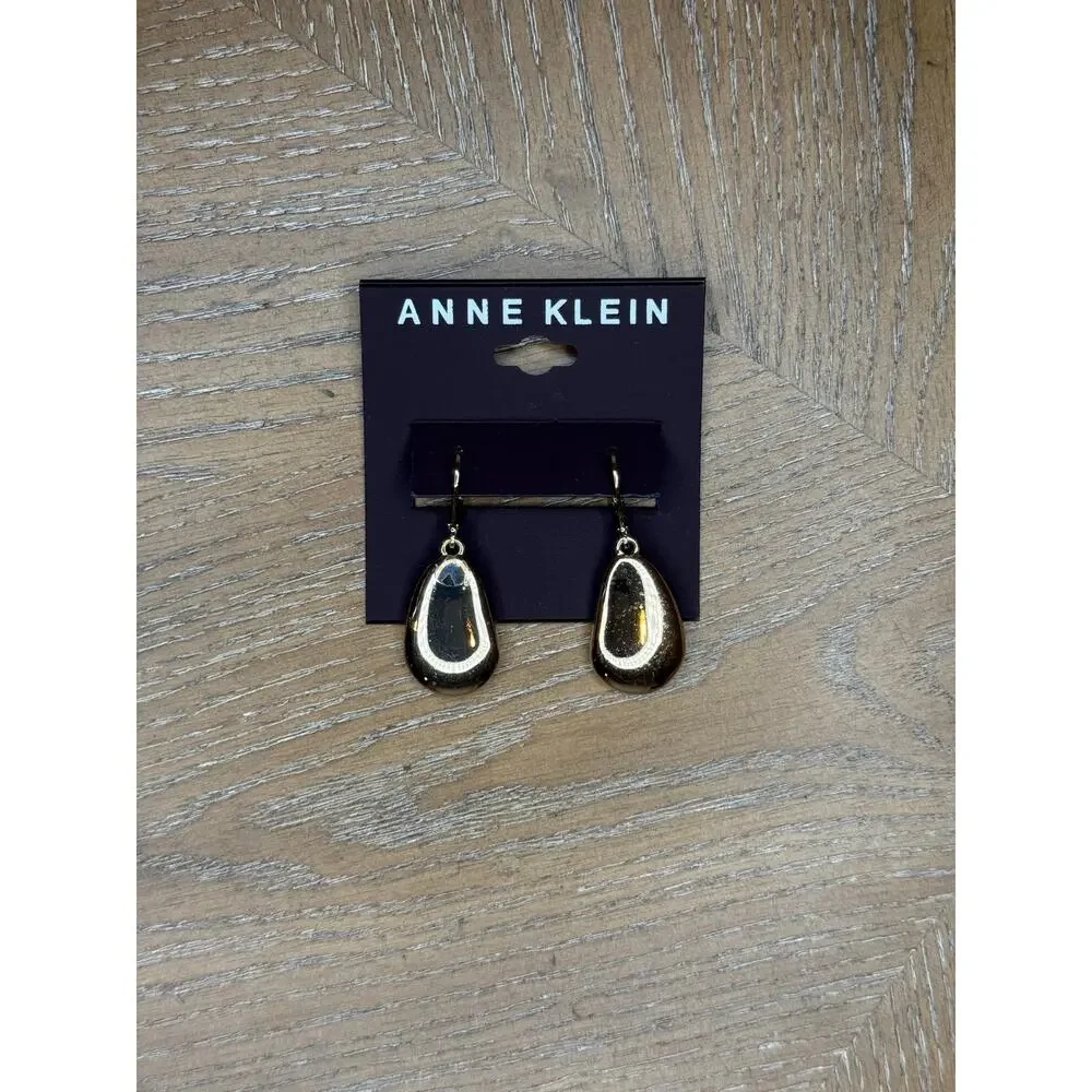 Anne Klein Gold Tone Teardrop Dangle Earrings NWT - Picture 2 of 3